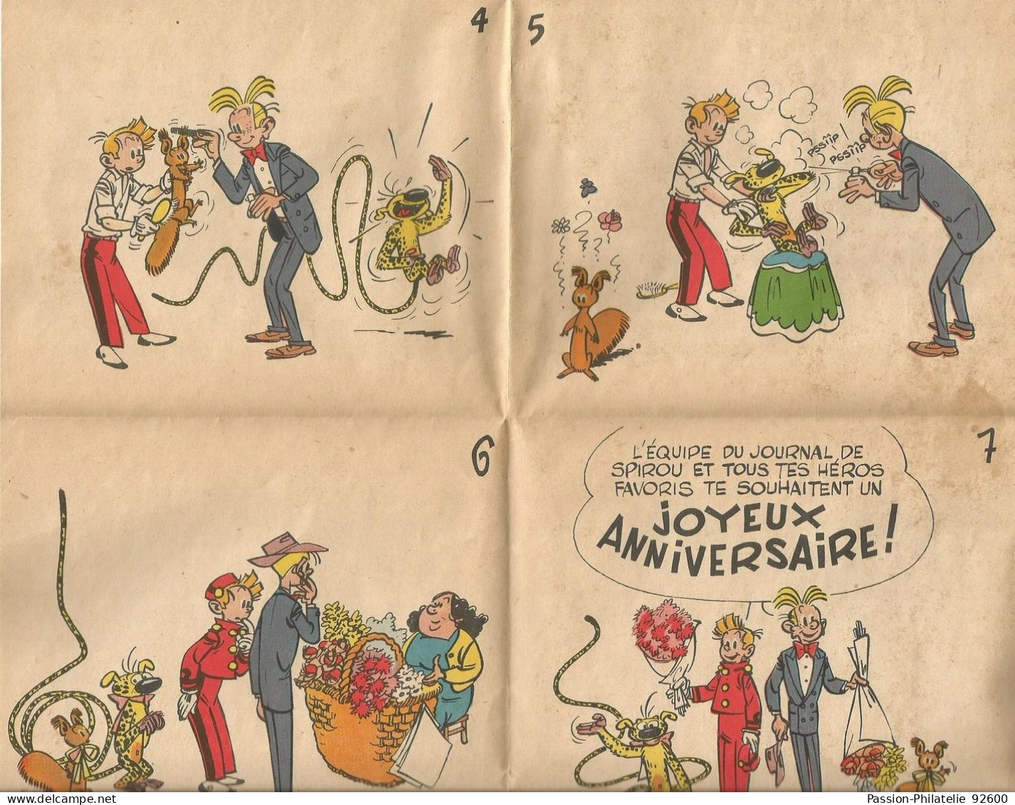 Carte Anniversaire Dépliant Pour Abonné Années 1950 Franquin Spirou Fantasio - Spirou Et Fantasio