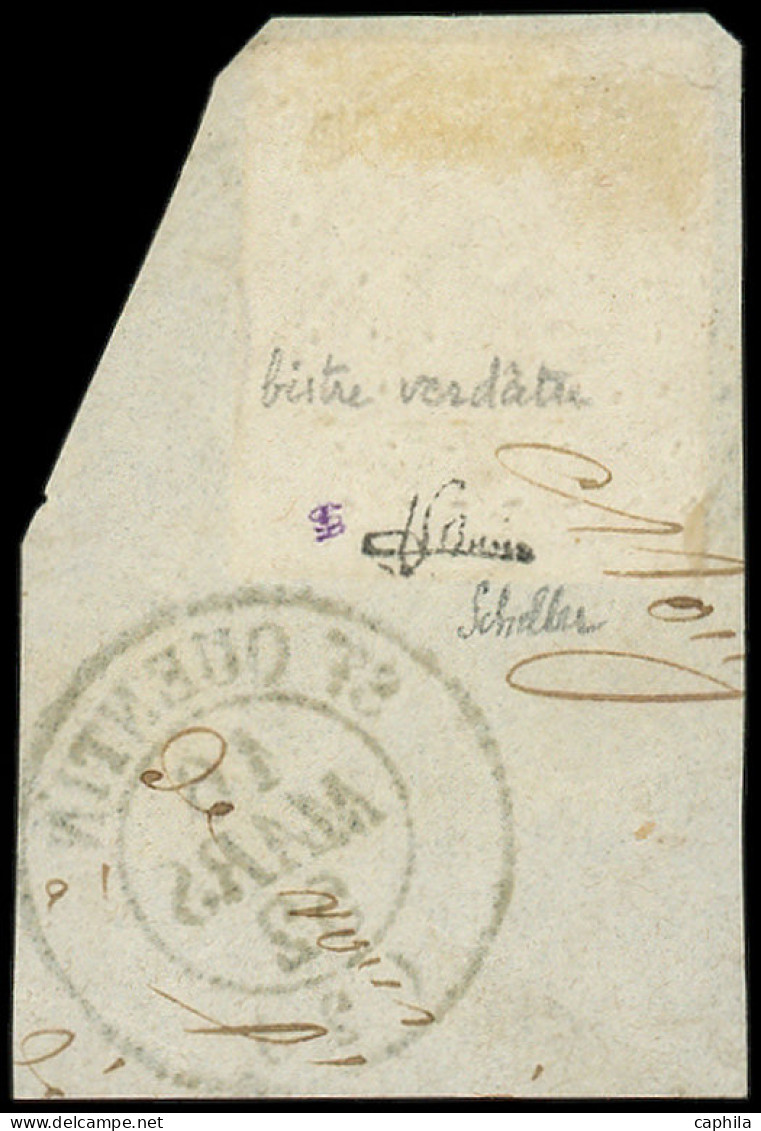 O FRANCE - Poste - 1b, Oblitéré PC 1281 Sur Fragment, Signé Brun Et Scheller: 10c. Bistre-verdâtre - 1849-1850 Cérès
