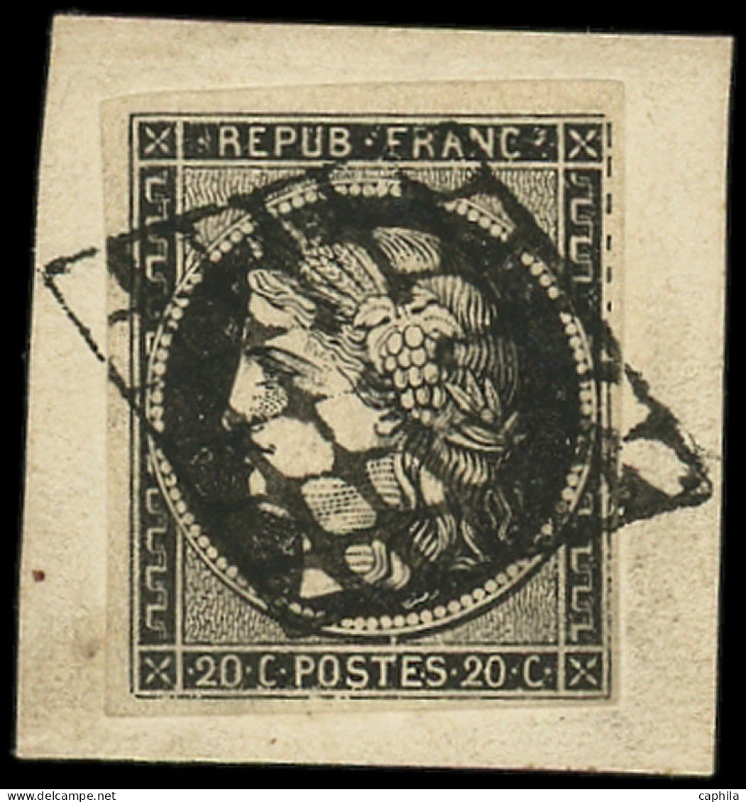 O FRANCE - Poste - 3a, Sur Fragment, Oblitération Grille, Cadre Brisé à Droite - 1849-1850 Cérès