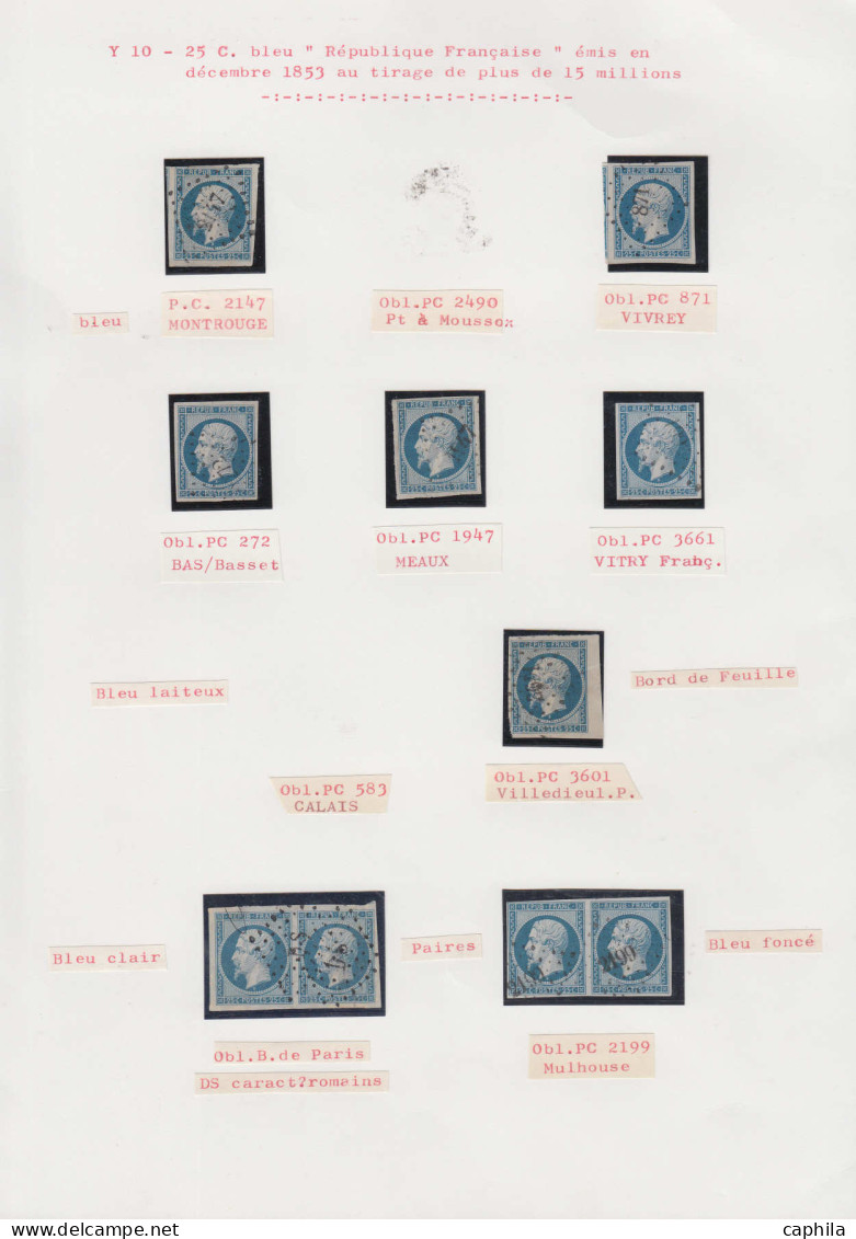 O FRANCE - Poste - 10, 6 Unités, 2 Paires, 2 Lettres Et Un Devant, Oblitérations PC Divers, Une Lettre Anneau Lune - 1852 Louis-Napoleon