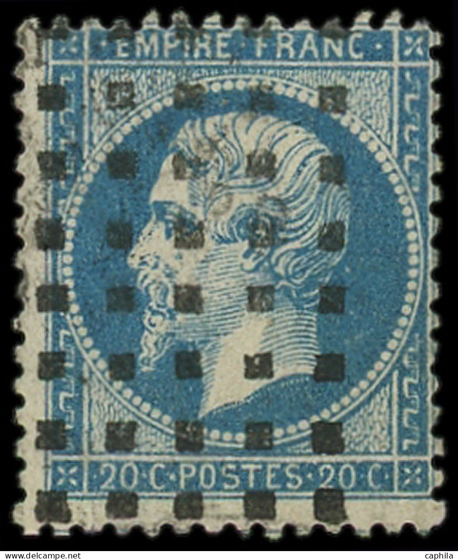 O FRANCE - Poste - 22, Oblitération Gros Points: 20c. Bleu - 1862 Napoleon III