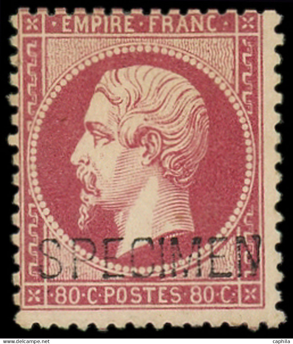 (*) FRANCE - Poste - 24d, Surchargé Spécimen, Signé Brun: 80c. Rose - 1862 Napoleone III