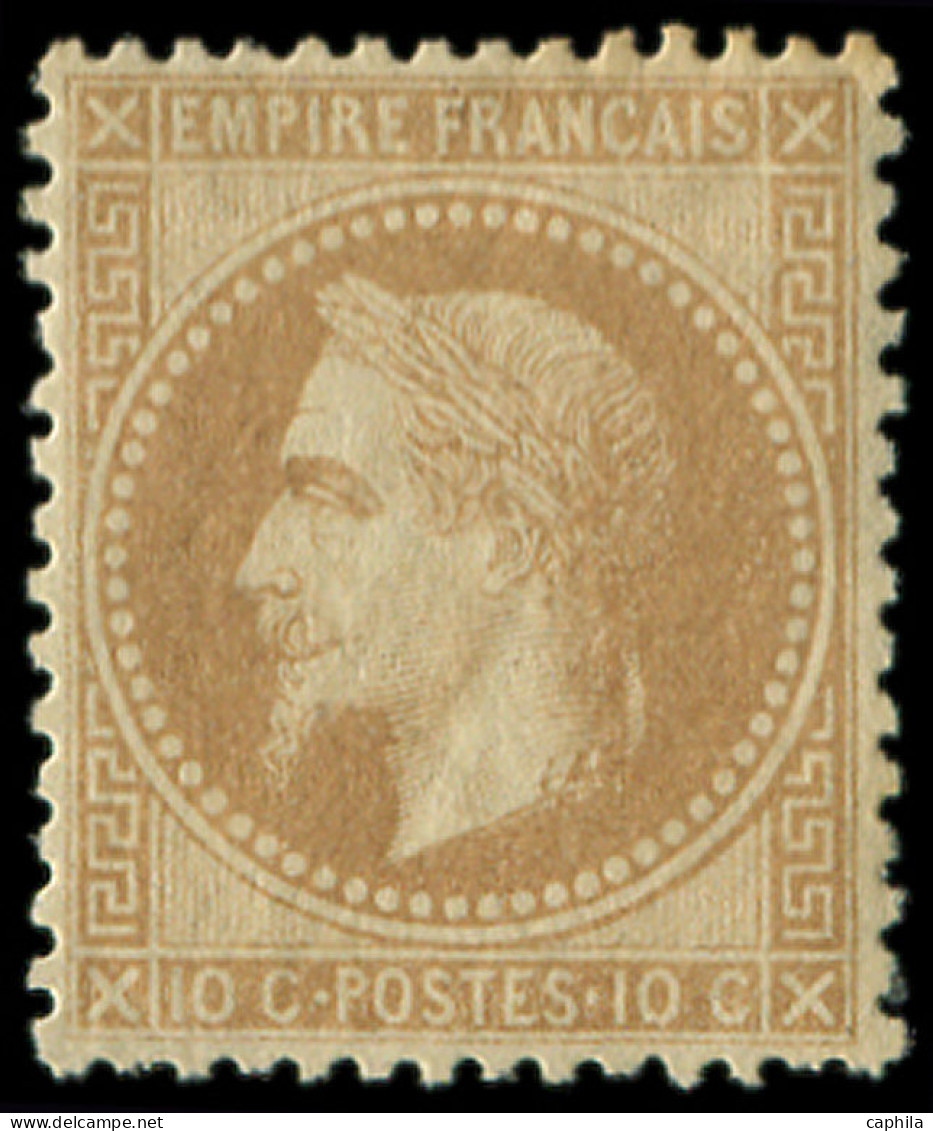 * FRANCE - Poste - 28B, Type II, Signé Scheller: 10c. Bistre - 1863-1870 Napoléon III Lauré