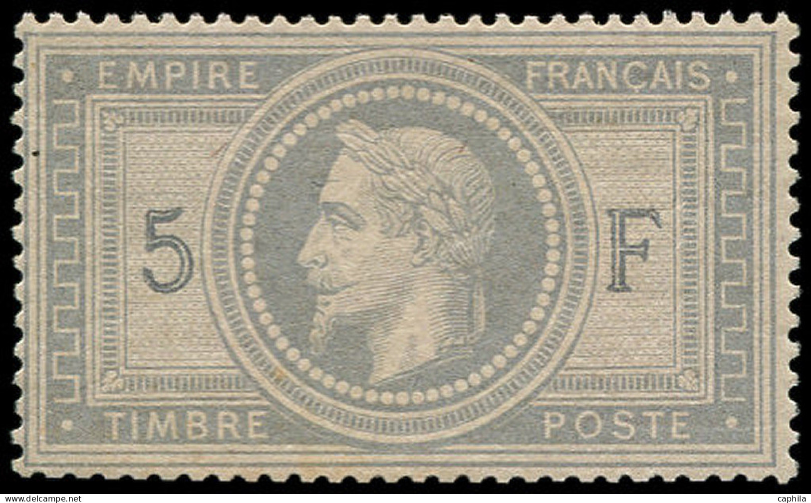 ** FRANCE - Poste - 33, Signé, Très Léger Pli + Pts Dans La Gomme (qques Dents Recreusées): 5f. Violet-gris - 1863-1870 Napoleon III With Laurels