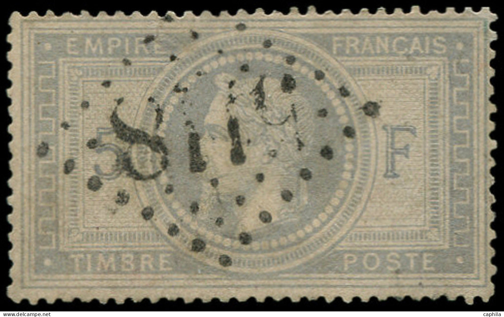 O FRANCE - Poste - 33, Gros Chiffres "5118" Yokohama (réparé Angle Supérieur Droit): 5f. Violet-gris - 1863-1870 Napoléon III Lauré
