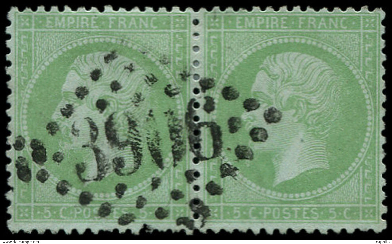 O FRANCE - Poste - 35, En Paire GC "3906": 5c. Vert Pâle S. Bleu - 1863-1870 Napoléon III Lauré