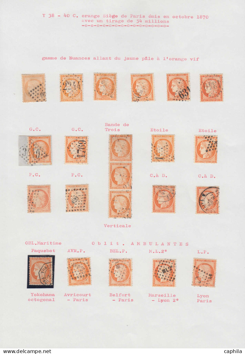 O FRANCE - Poste - 38, étude Comportant 1 Exemplaire Neuf, 28 Unités Et Une Bande De 3 Obl, Dont 4 Retouché, GC 5084, 51 - 1870 Siège De Paris