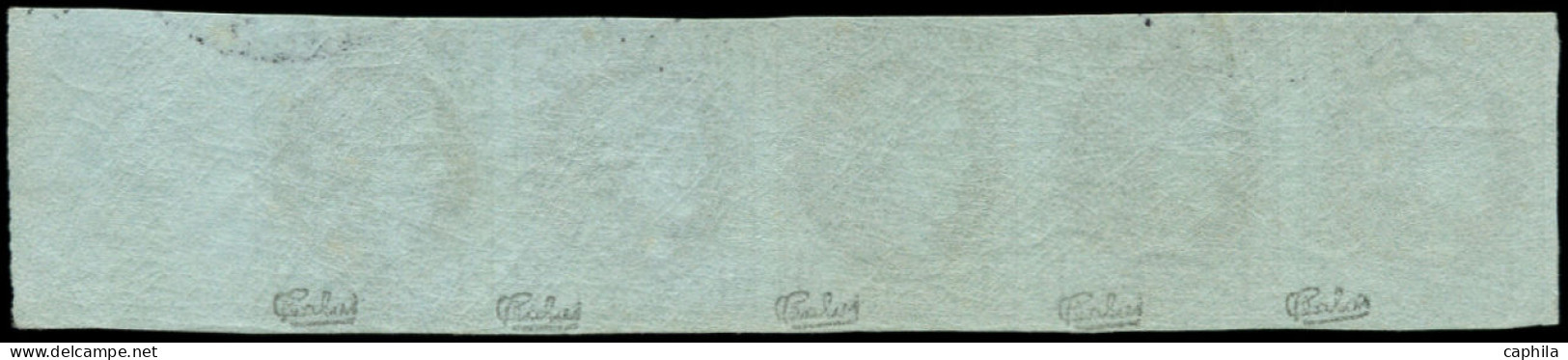 O FRANCE - Poste - 39A, Report 1, Bande De 5 Verticale, Bdf, Oblitération De Complaisance: 1c. Olive - 1870 Bordeaux Printing