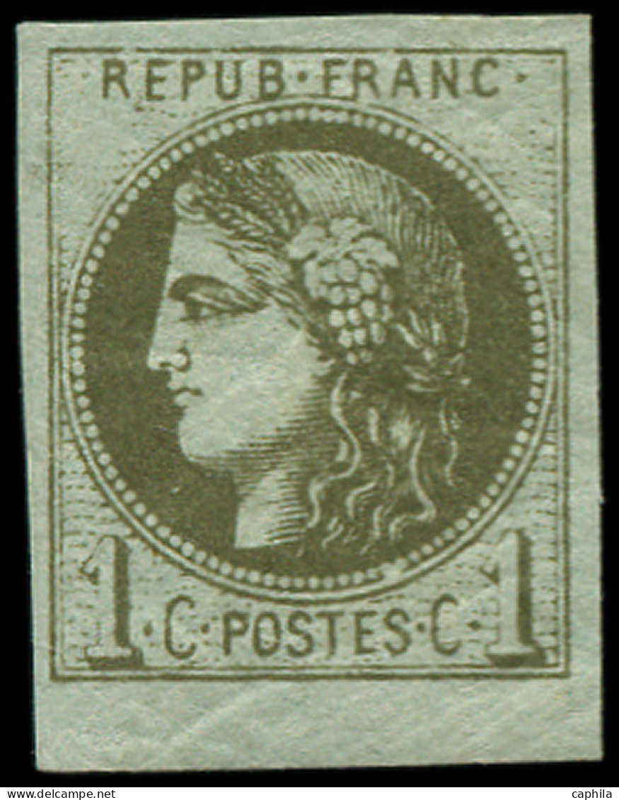 ** FRANCE - Poste - 39Ac, Report 1, 2ème état, Signé Scheller: 1c. Olive - 1870 Bordeaux Printing