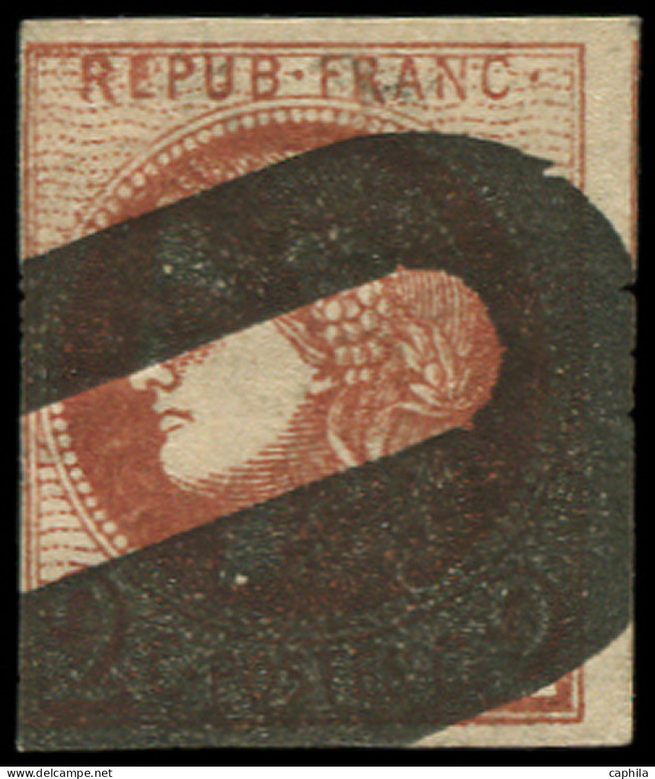 O FRANCE - Poste - 40B, Report 2, Signé Scheller, Marges Intactes, Annulation Typographique: 2c. Brun-rouge - 1870 Emission De Bordeaux