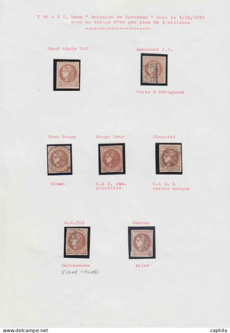 O FRANCE - Poste - 40B, 1 Exemplaire (*) Et 6 Unités Obl. Dont Cad - 1870 Bordeaux Printing