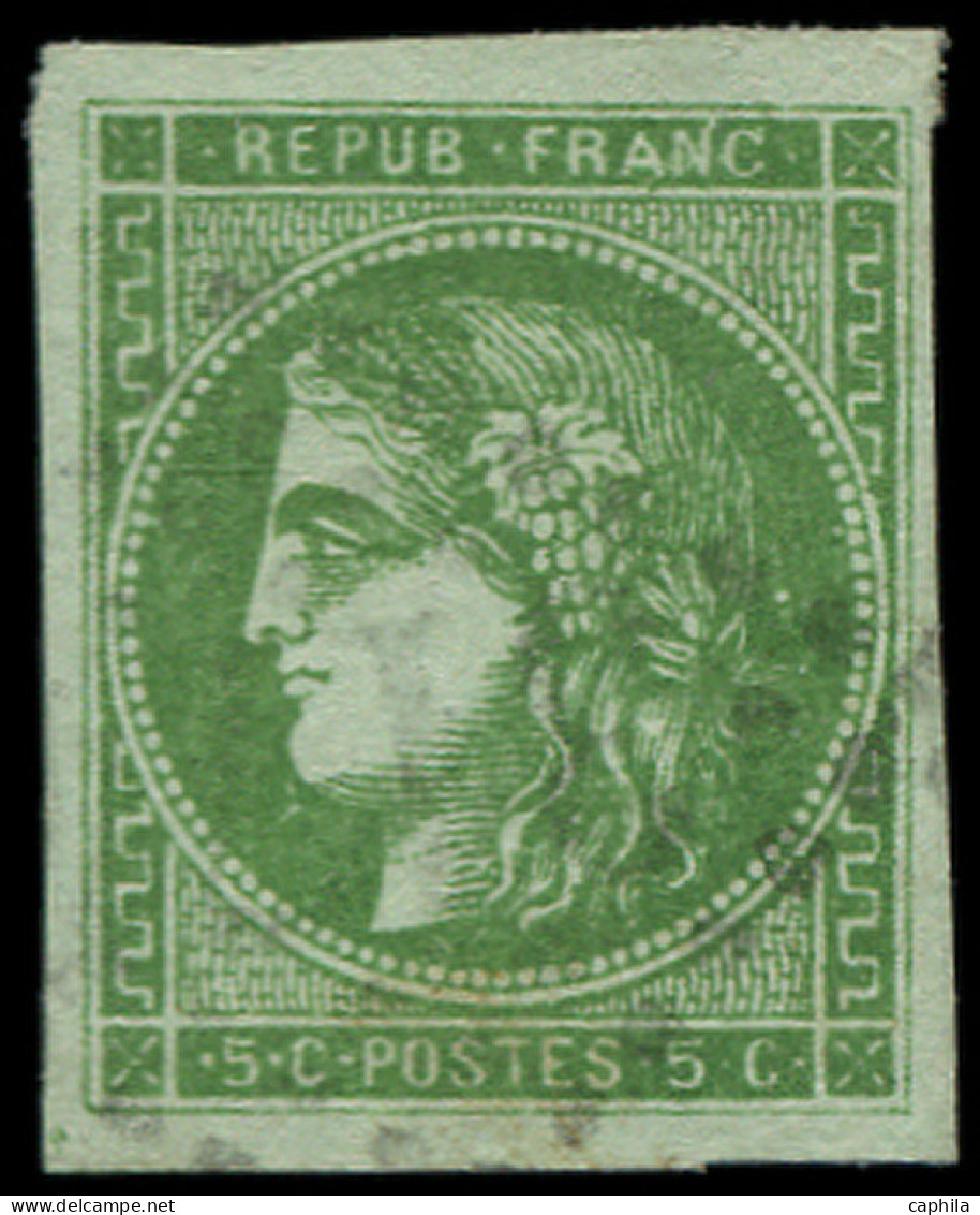 O FRANCE - Poste - 42Bc, Report 2, Belle Couleur, Signé Scheller: 5c. Vert-gris - 1870 Emission De Bordeaux