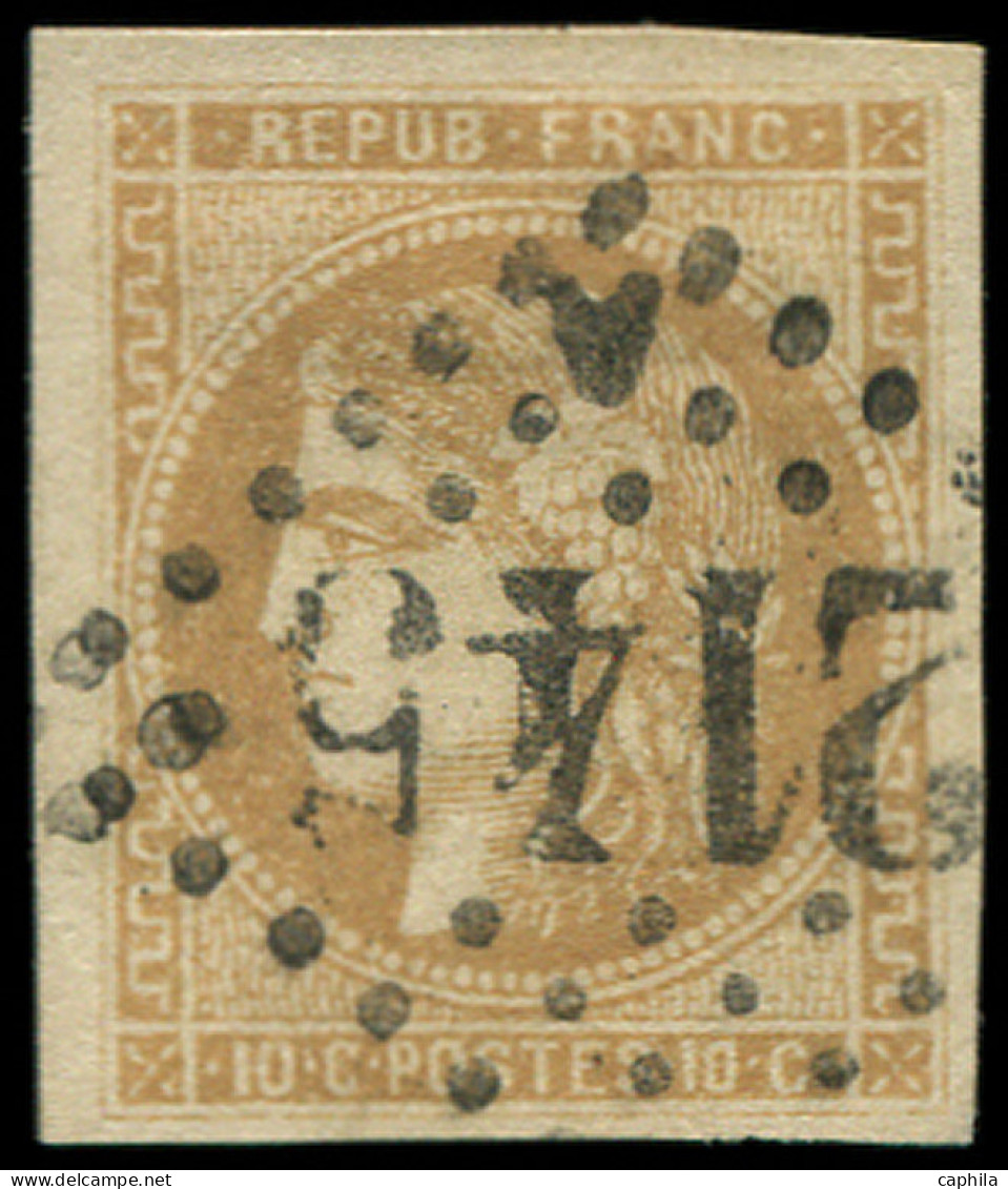 O FRANCE - Poste - 43A, Report 1, Signé Scheller, GC 2145, Belles Marges: 10c. Bistre - 1870 Emission De Bordeaux
