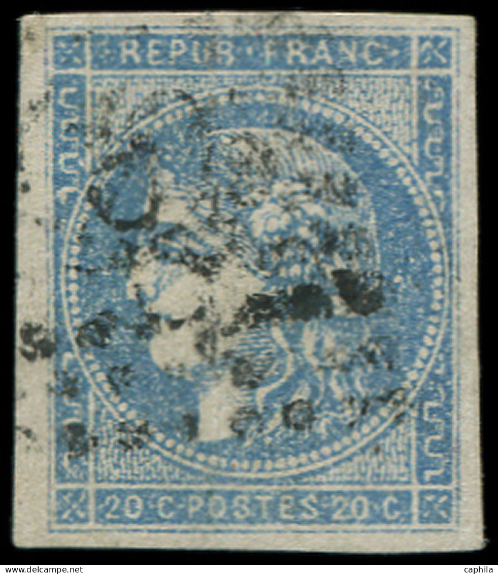 O FRANCE - Poste - 45Cb, Type II Report 3, Certificat Brun, Légère Trace De Pli Vertical: 20c. Outremer - 1870 Emission De Bordeaux