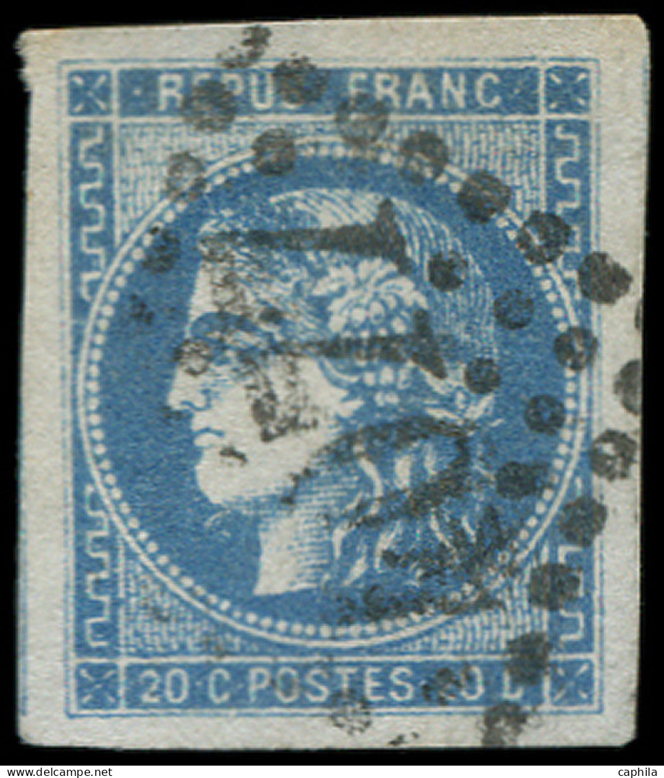 O FRANCE - Poste - 46Ad, Type III Report 1, Très Belles Marges, Signé + Certificat Brun: 20c. Bleu Outremer - 1870 Emission De Bordeaux