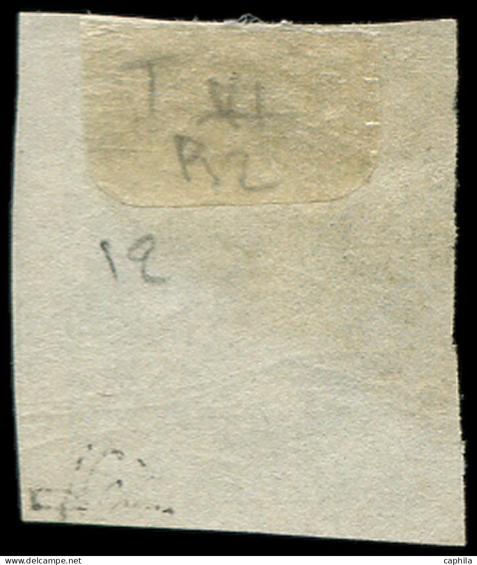 O FRANCE - Poste - 46Bh, Oblitération GC 214, Voisin à Droite, Signé + Certificat Brun: 20c. Bleu Outremer - 1870 Bordeaux Printing