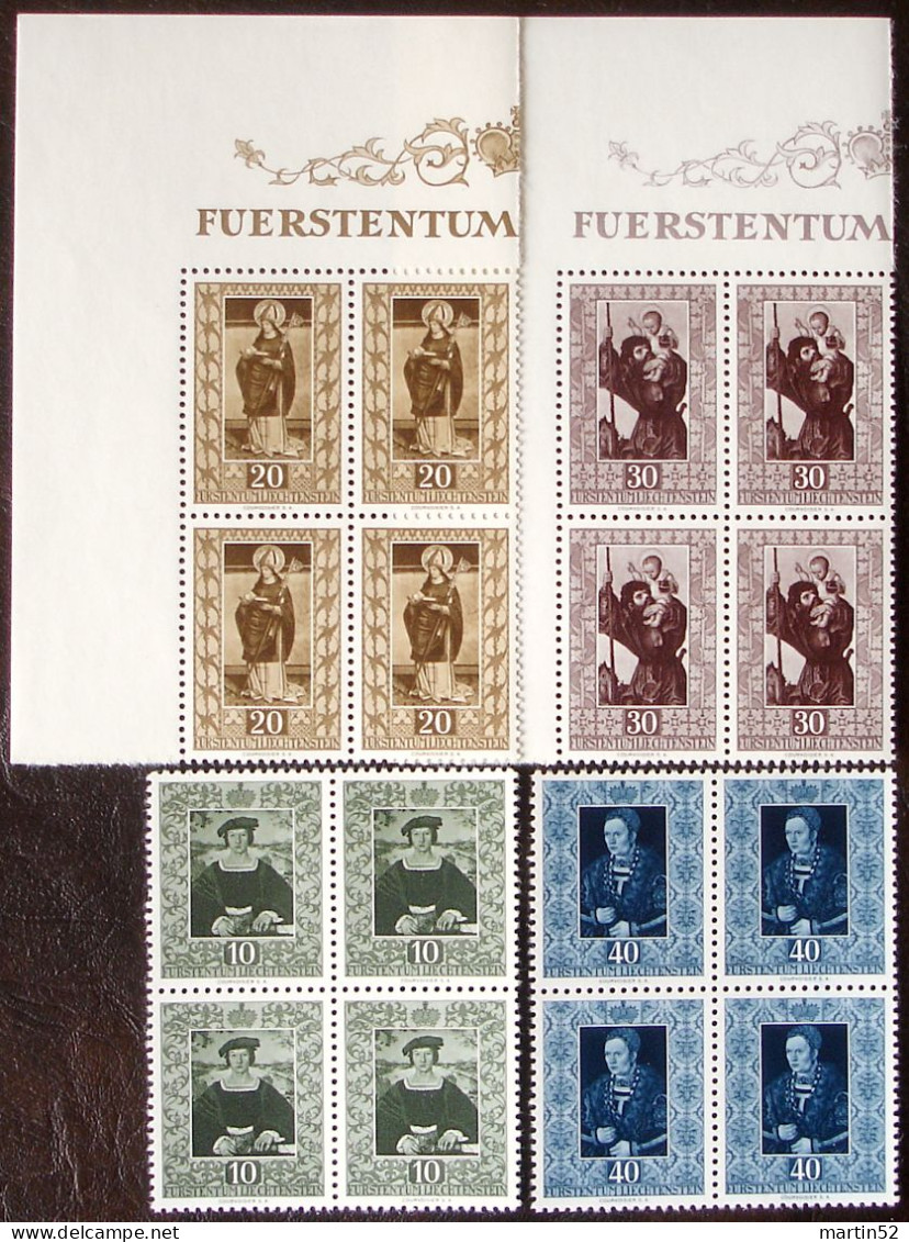 Liechtenstein 1953: Gemäldeserie IV Zu 255-258 Mi 311-314 Yv 273-276 In Blocks ** Postfrisch MNH (Zumstein CHF 480.00) - Neufs