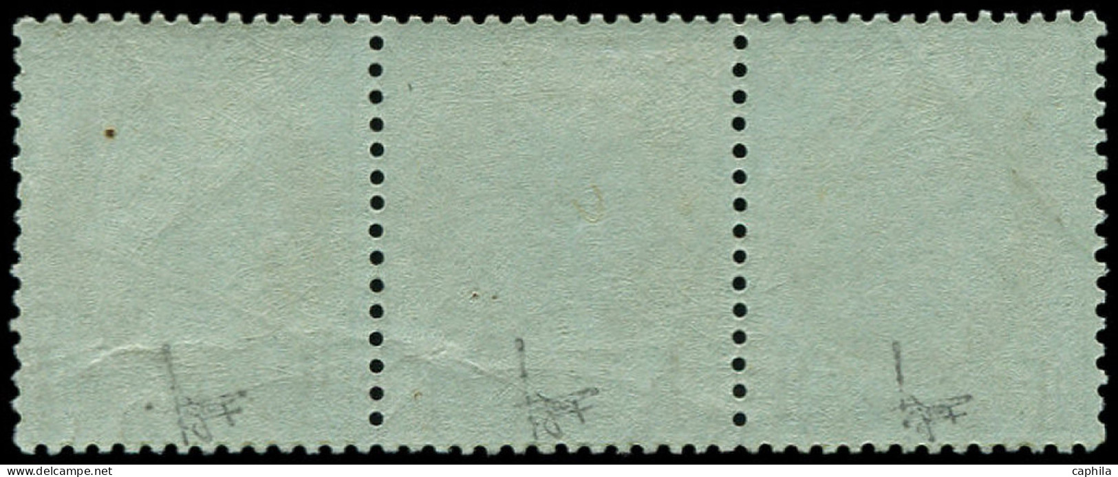 ** FRANCE - Poste - 50, Bande De 3, Signée: 1c. Vert-olive - 1871-1875 Ceres