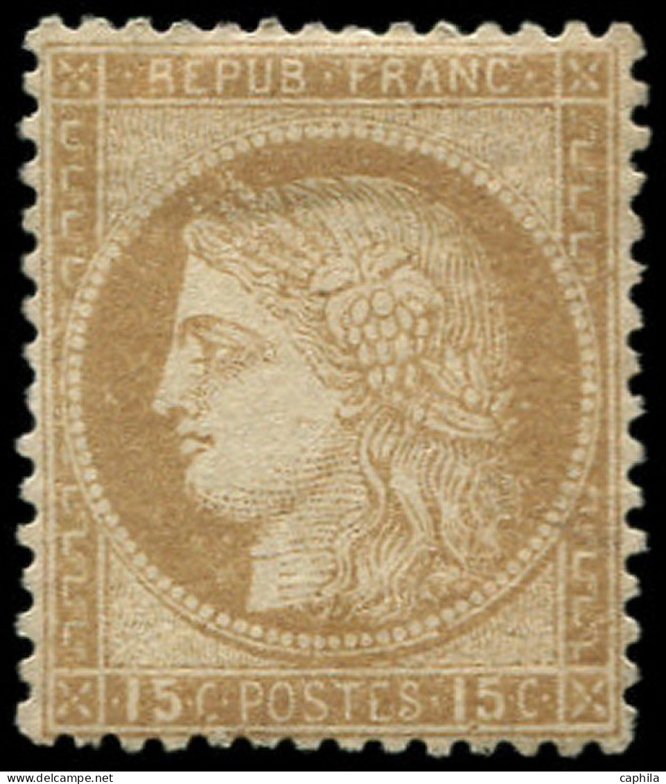 * FRANCE - Poste - 55, Signé Brun: 15c. Bistre - 1871-1875 Ceres