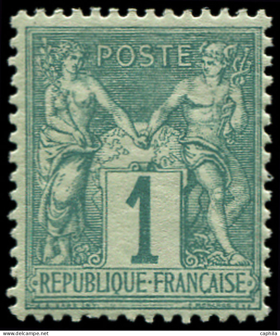 ** FRANCE - Poste - 61, Type I, Signé Calves: 1c. Vert - 1876-1878 Sage (Type I)