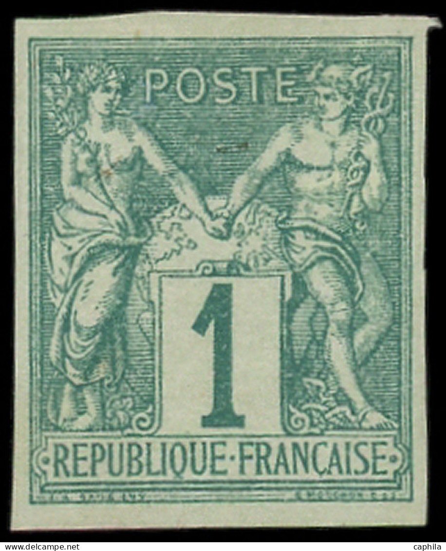 (*) FRANCE - Poste - 61a, Non Dentelé: 1c. Vert - 1876-1878 Sage (Tipo I)