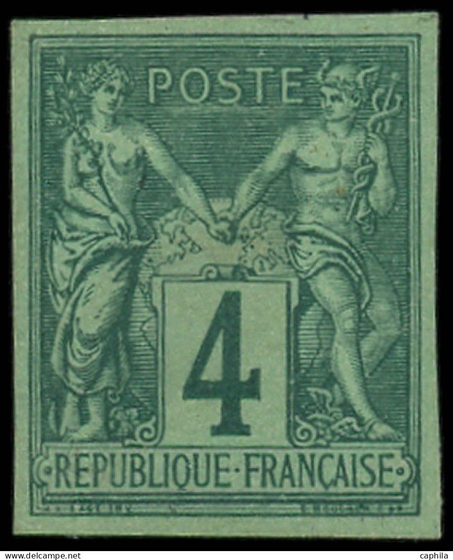(*) FRANCE - Poste - 63b, Non Dentelé, Granet Type II: 4c. Vert Foncé Sur Vert - 1876-1878 Sage (Type I)
