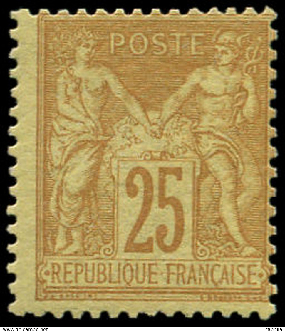 * FRANCE - Poste - 92, 25c. Bistre Sur Jaune - 1876-1898 Sage (Tipo II)