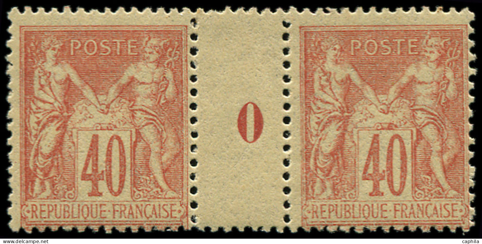** FRANCE - Poste - 94, Paire Millésime "0" (millésime *): 40c. Orange - 1876-1898 Sage (Tipo II)