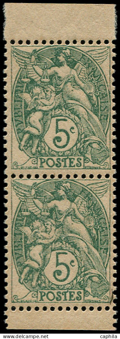 ** FRANCE - Poste - 111f, Paire Verticale De Carnet: 5c. Blanc Vert - Unused Stamps