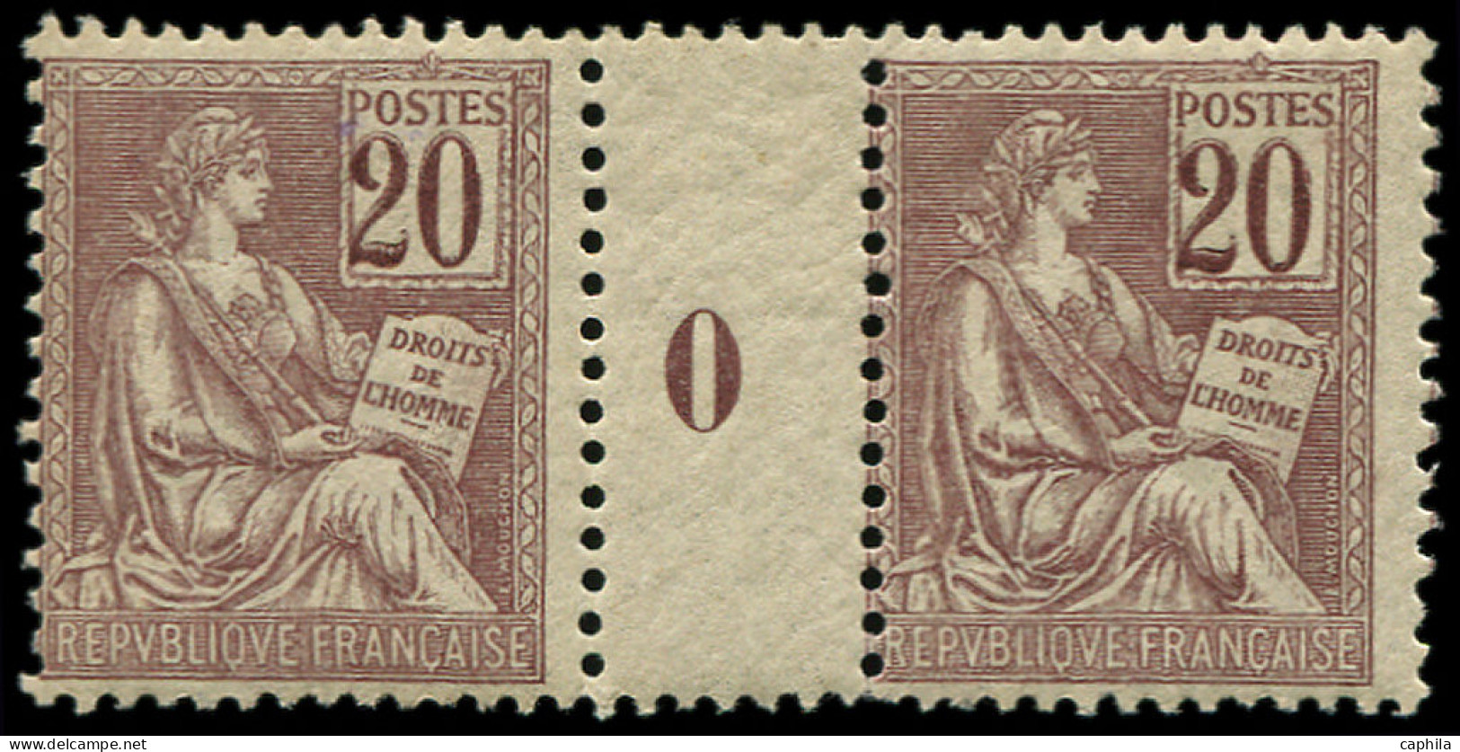 ** FRANCE - Poste - 113, Paire Millésime "0" (* Sur Bdf): 20c. Mouchon Brun Lilas - Neufs