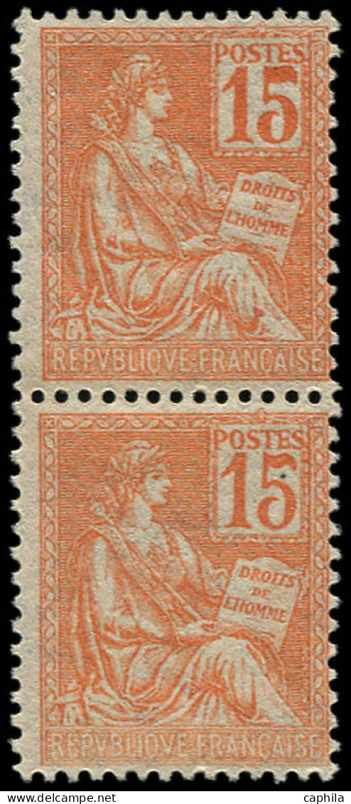 ** FRANCE - Poste - 117, En Paire Dont 1 Exemplaire Chiffres épais: 15c. Mouchon Orange (Spink) - Neufs