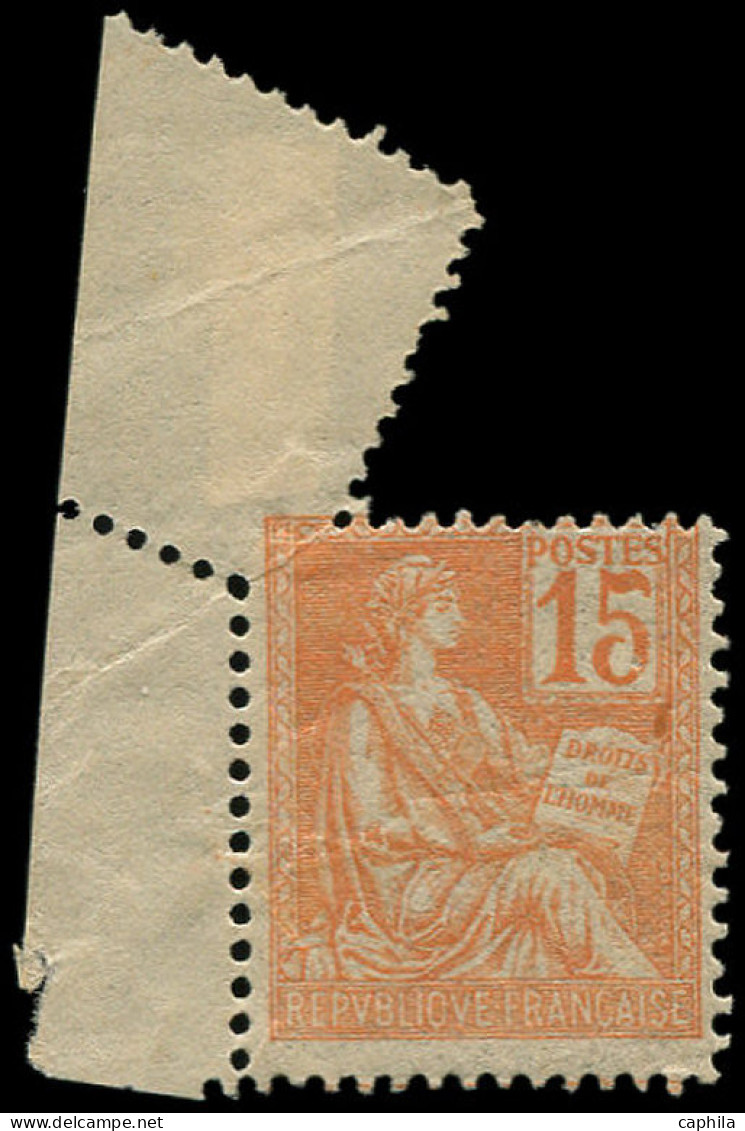 ** FRANCE - Poste - 117, Piquage Oblique Par Pliage: 15c. Mouchon Orange (Spink) - Unused Stamps