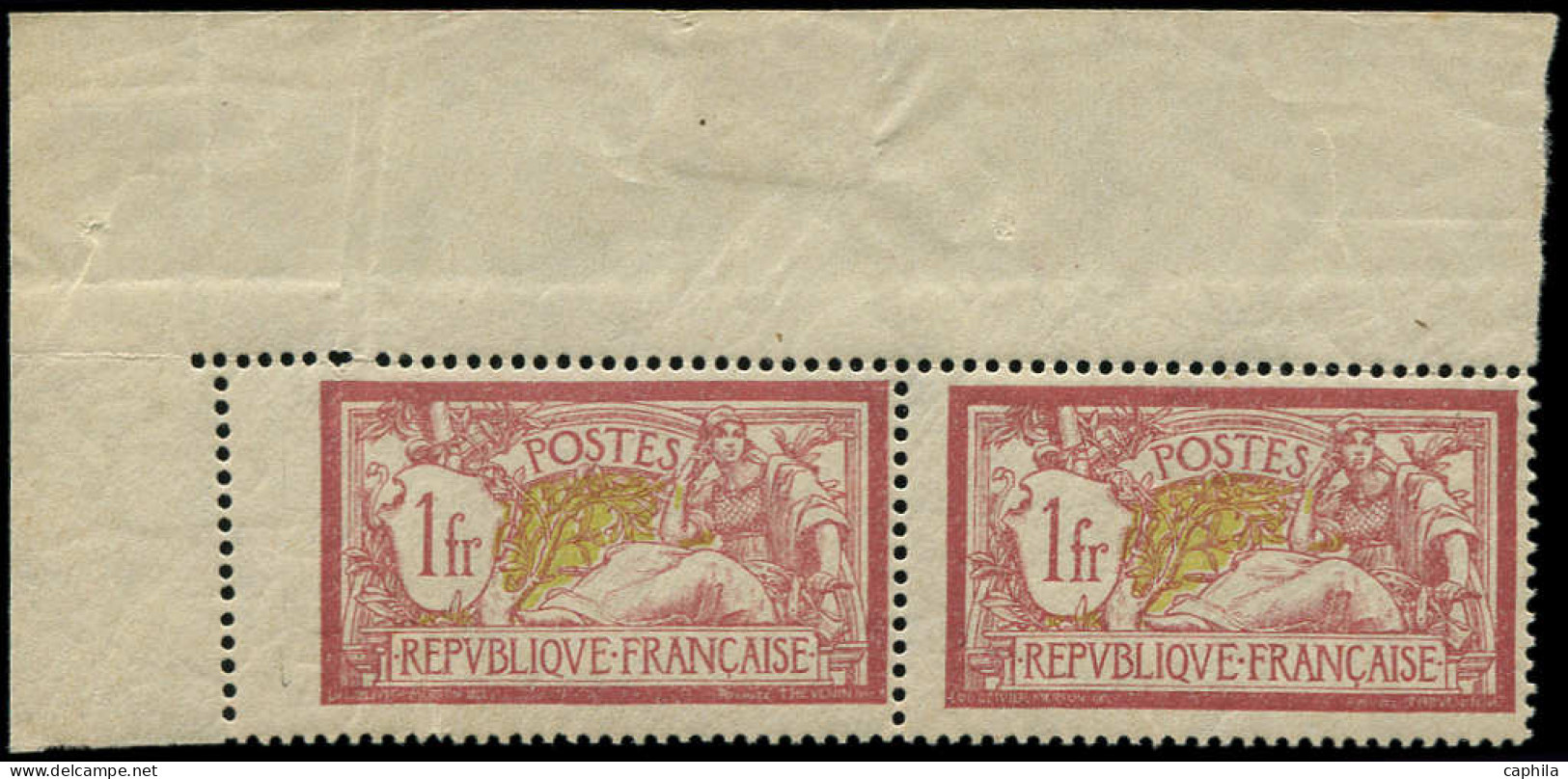 ** FRANCE - Poste - 121, Paire Cdf, Un Exemplaire Timbre Plus Grand En Largeur (variété De Piquage): 1f. Merson - Neufs