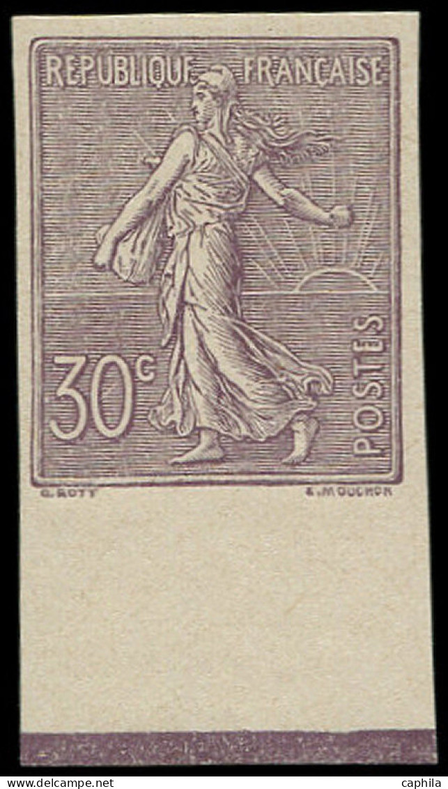 ** FRANCE - Poste - 133c, Non Dentelé, Bdf, Signé Brun: 30c. Semeuse Lilas - Unused Stamps