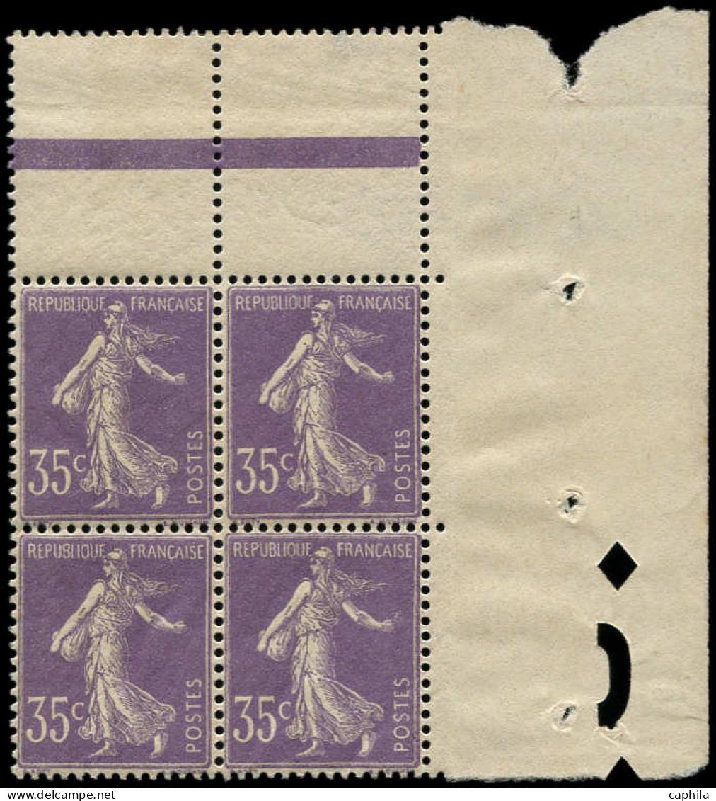 ** FRANCE - Poste - 136, Bloc De 4 Très Bon Centrage, Bord De Feuille: 35c. Semeuse Violet - Unused Stamps