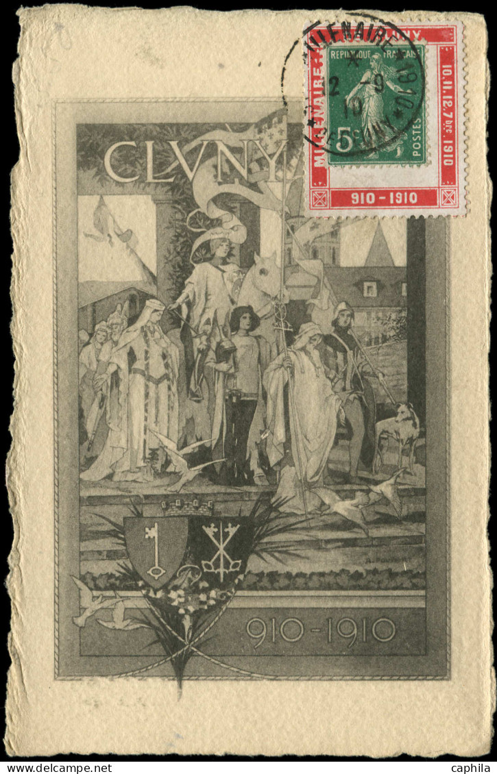 LET FRANCE - Poste - 137, Sur Porte Timbre Rouge "Millénaire De Cluny", Obl. Spéciale Sur Cp Millénaire 2/9/10 - 1877-1920: Semi Modern Period