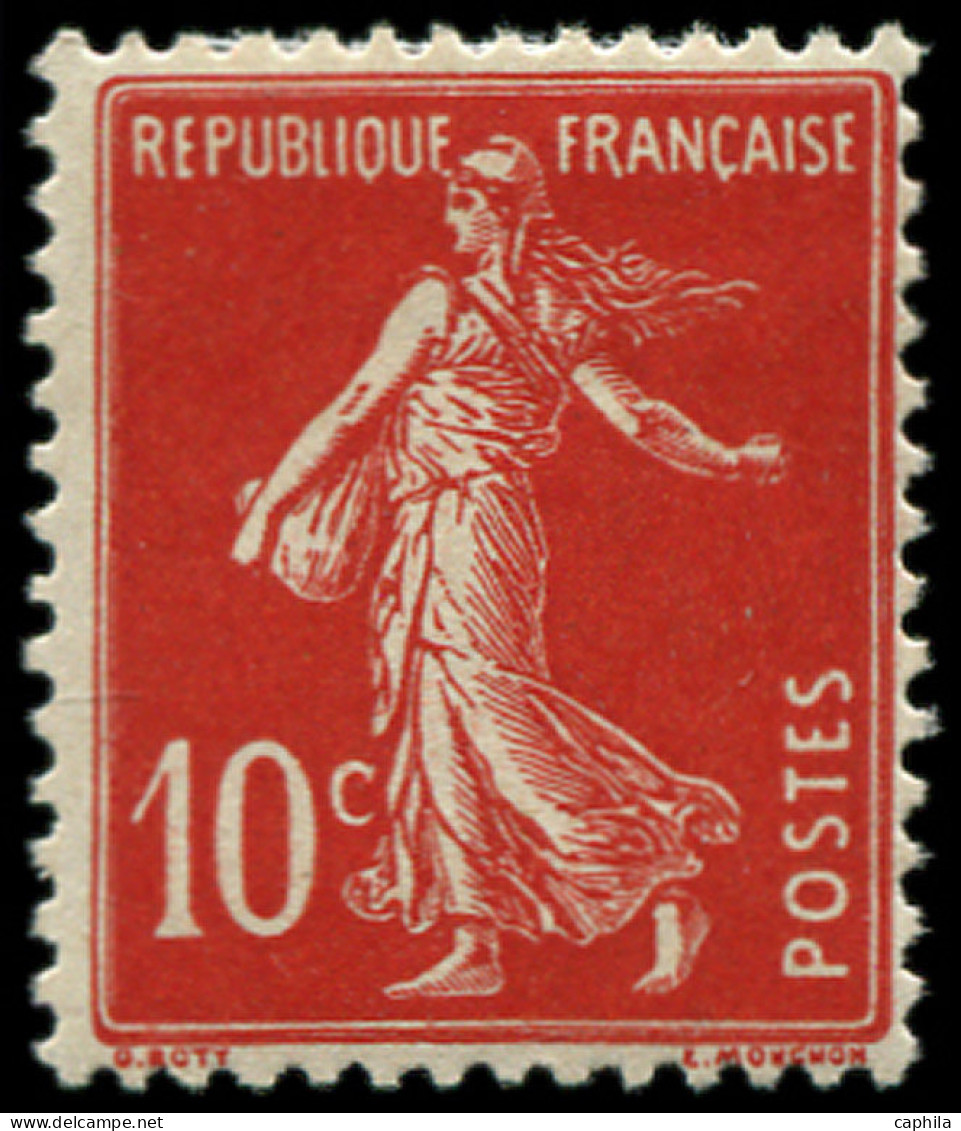 * FRANCE - Poste - 138c, écarlate, Signé Brun: 10c. Semeuse - Unused Stamps