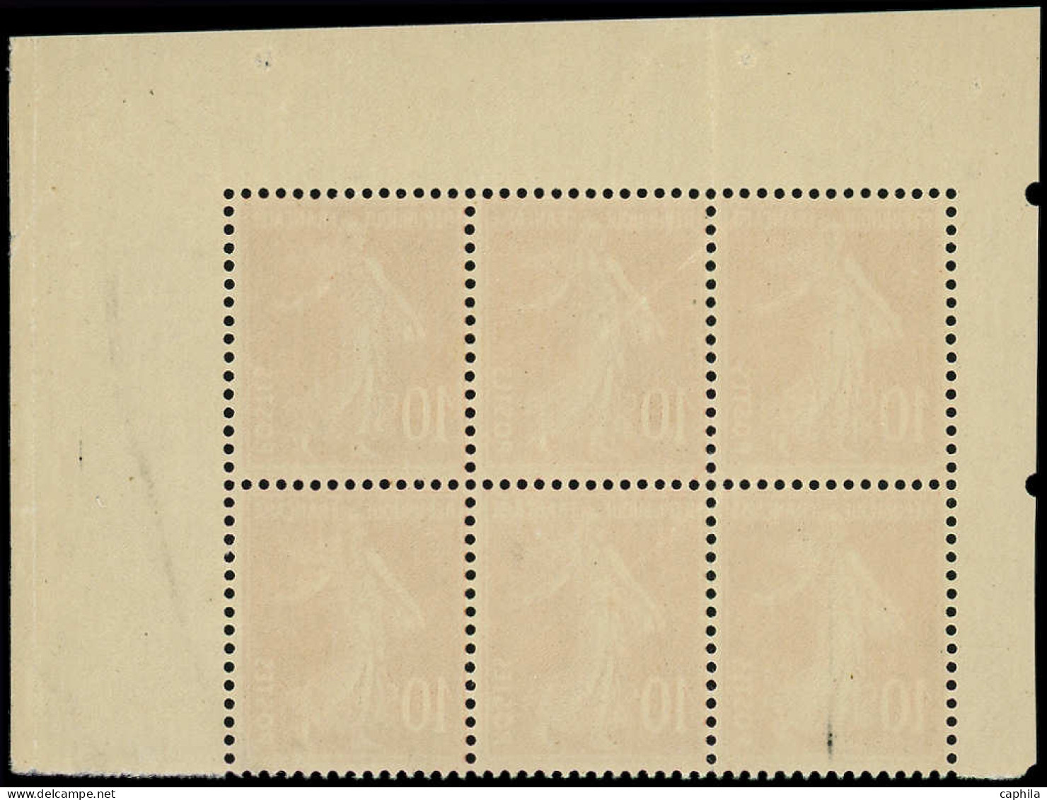 ** FRANCE - Poste - 138fa Type II, Feuille De Carnet De 6 Ex, Papier X, Issu De Feuille De 144 (1 Ex Légère Tache): 10c. - Unused Stamps