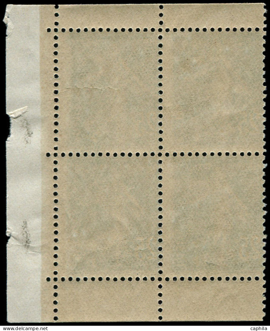 ** FRANCE - Poste - 140d, Type IB, Bloc De 4 De Carnet, 1 Exemplaire "s" De Postes Quasi Absent: 25c. Semeuse Bleu - Unused Stamps