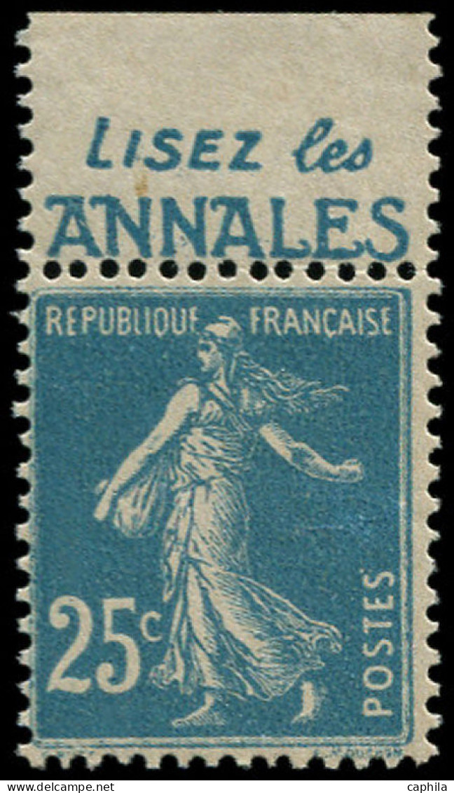 ** FRANCE - Poste - 140g, Pub "les Annales": 25c. Semeuse Bleu (Spink) - Neufs