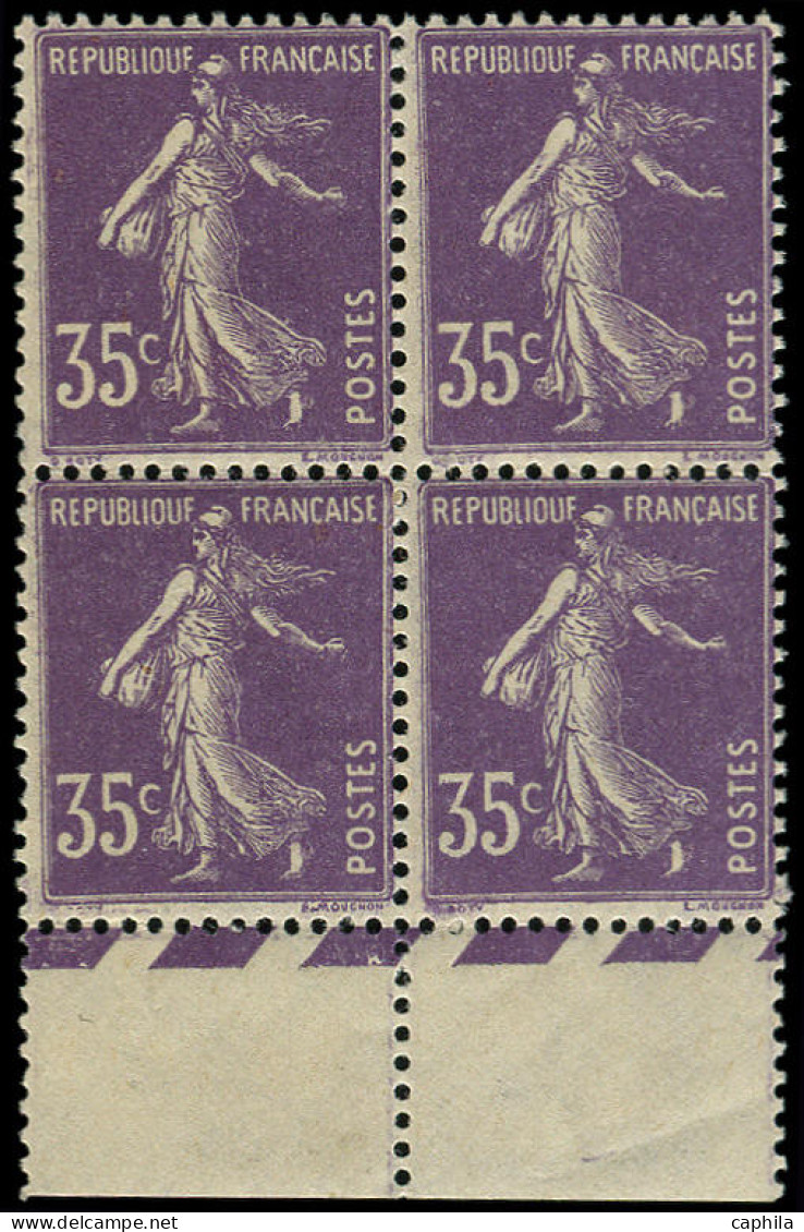 ** FRANCE - Poste - 142b, Type II, Bloc De 4, Signé Calves, Bdf: 35c. Semeuse Violet - Unused Stamps
