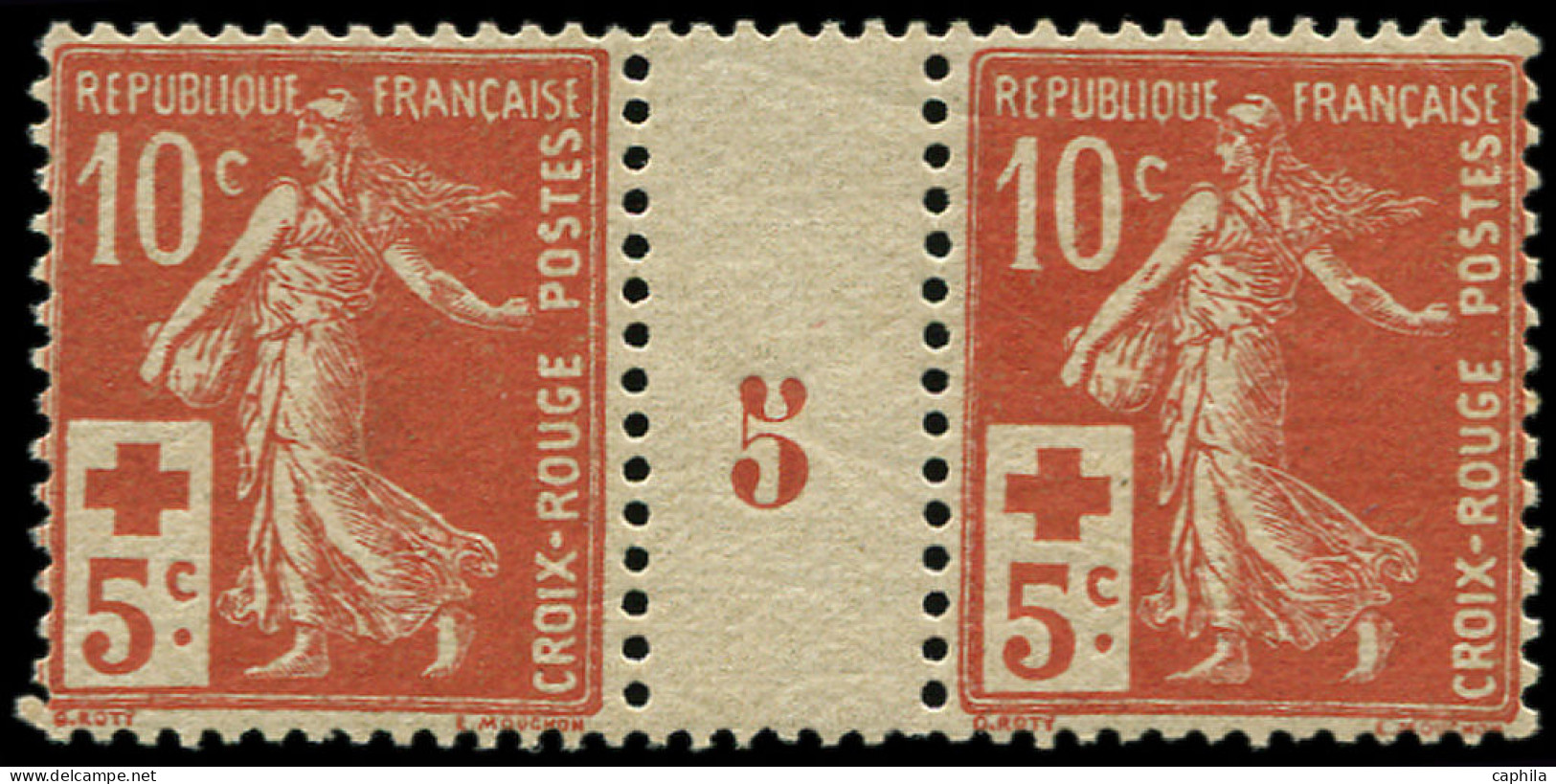 * FRANCE - Poste - 147, Paire Millésime "5": 10+5c. Croix-Rouge - Unused Stamps