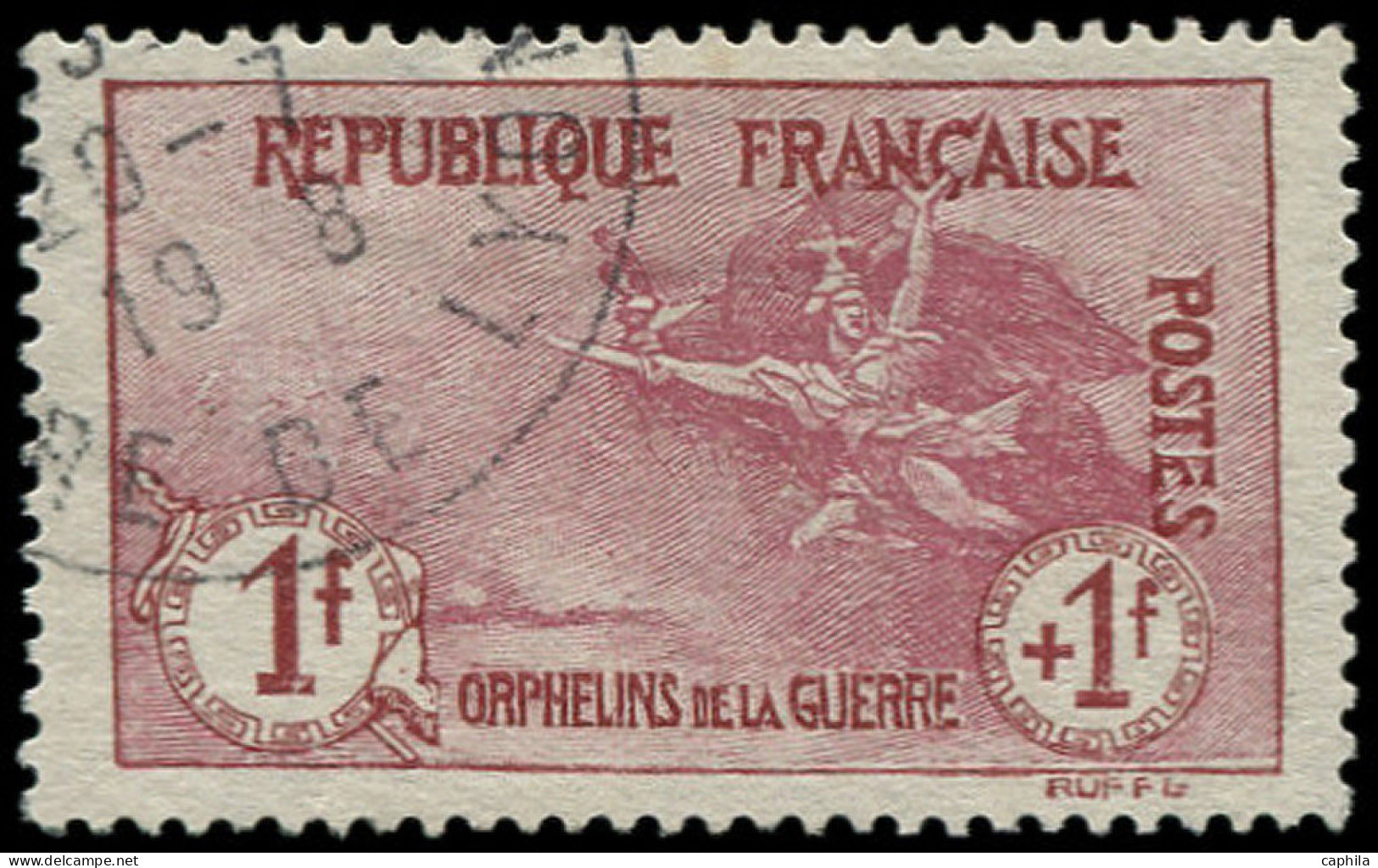 O FRANCE - Poste - 154, 1F + 1F Carmin, Oblitéré Du 29/7/18: Orphelins - Used Stamps