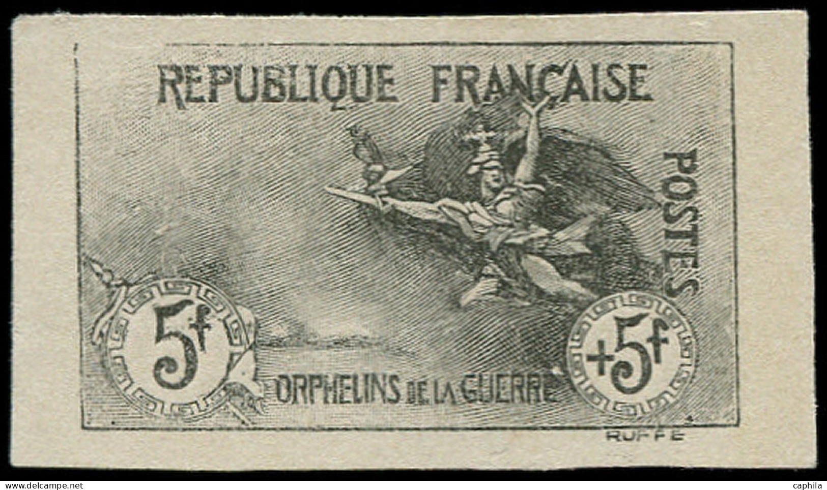 ESS FRANCE - Poste - 155, Essai En Noir Sur Feuillet: 5f. + 5f. Orphelins (Spink) - Neufs