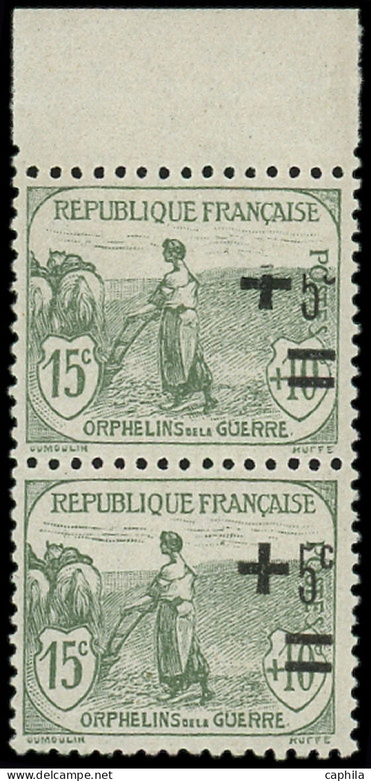 ** FRANCE - Poste - 164, Paire Verticale Dont 1 Ex Surcharge Partiellement Effacée - Unused Stamps