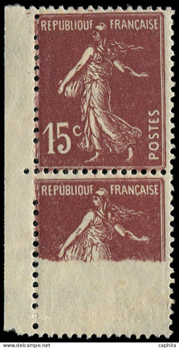 ** FRANCE - Poste - 189, Paire, 1 Exemplaire Impression Incomplète: 15c. Semeuse Brun-lilas (Spink) - Unused Stamps