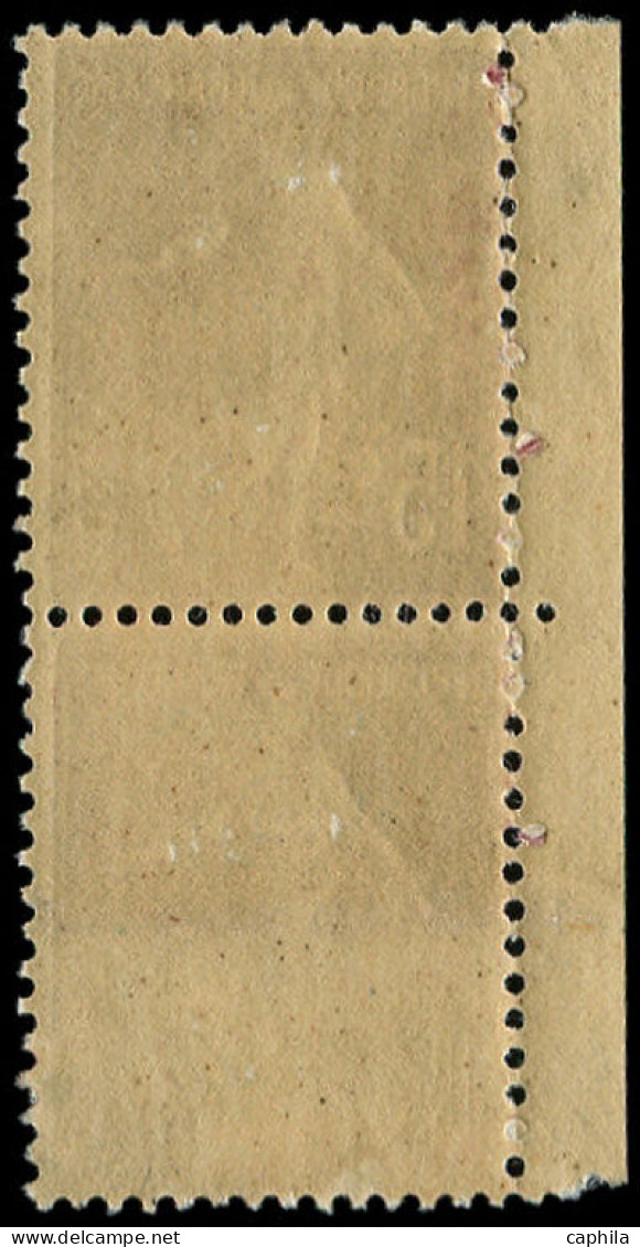 ** FRANCE - Poste - 189, Paire, 1 Exemplaire Impression Incomplète: 15c. Semeuse Brun-lilas (Spink) - Unused Stamps