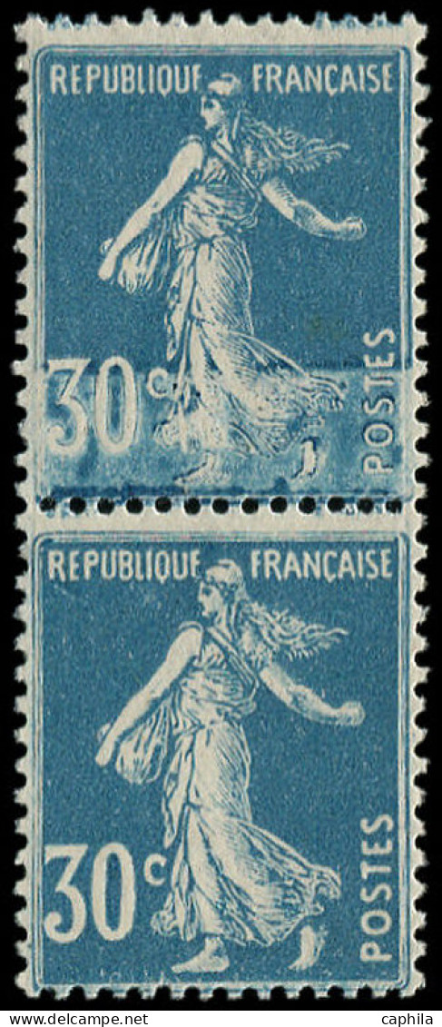 ** FRANCE - Poste - 192, En Paire, 1 Exemplaire Défaut D'impression: 30c. Semeuse Bleu - Unused Stamps