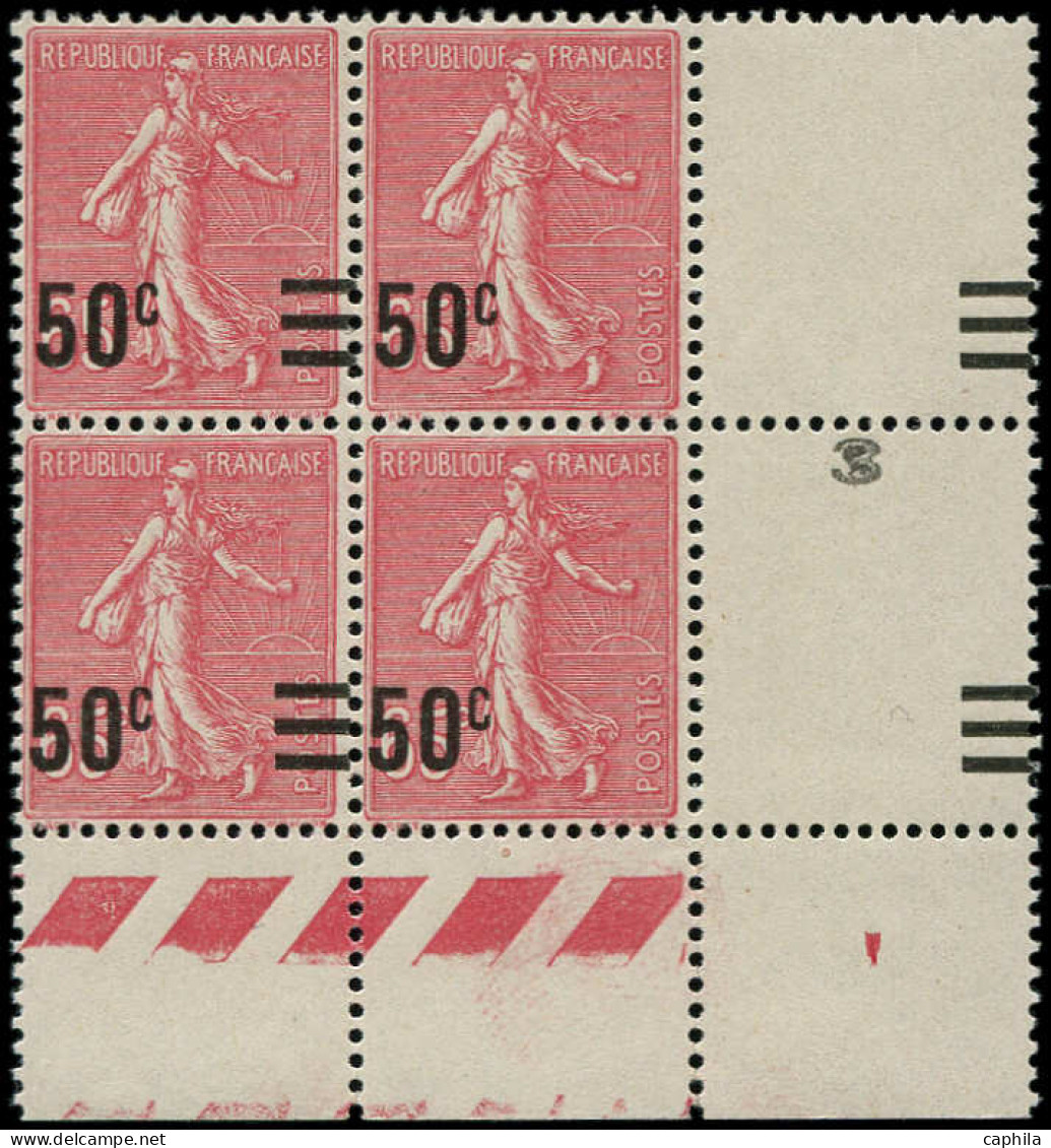 ** FRANCE - Poste - 224c + 224d, Bloc De 4, 2 Exemplaires Valeurs/valeurs Avec Les Barres Et 2 Exemplaires Sans Les Barr - Unused Stamps