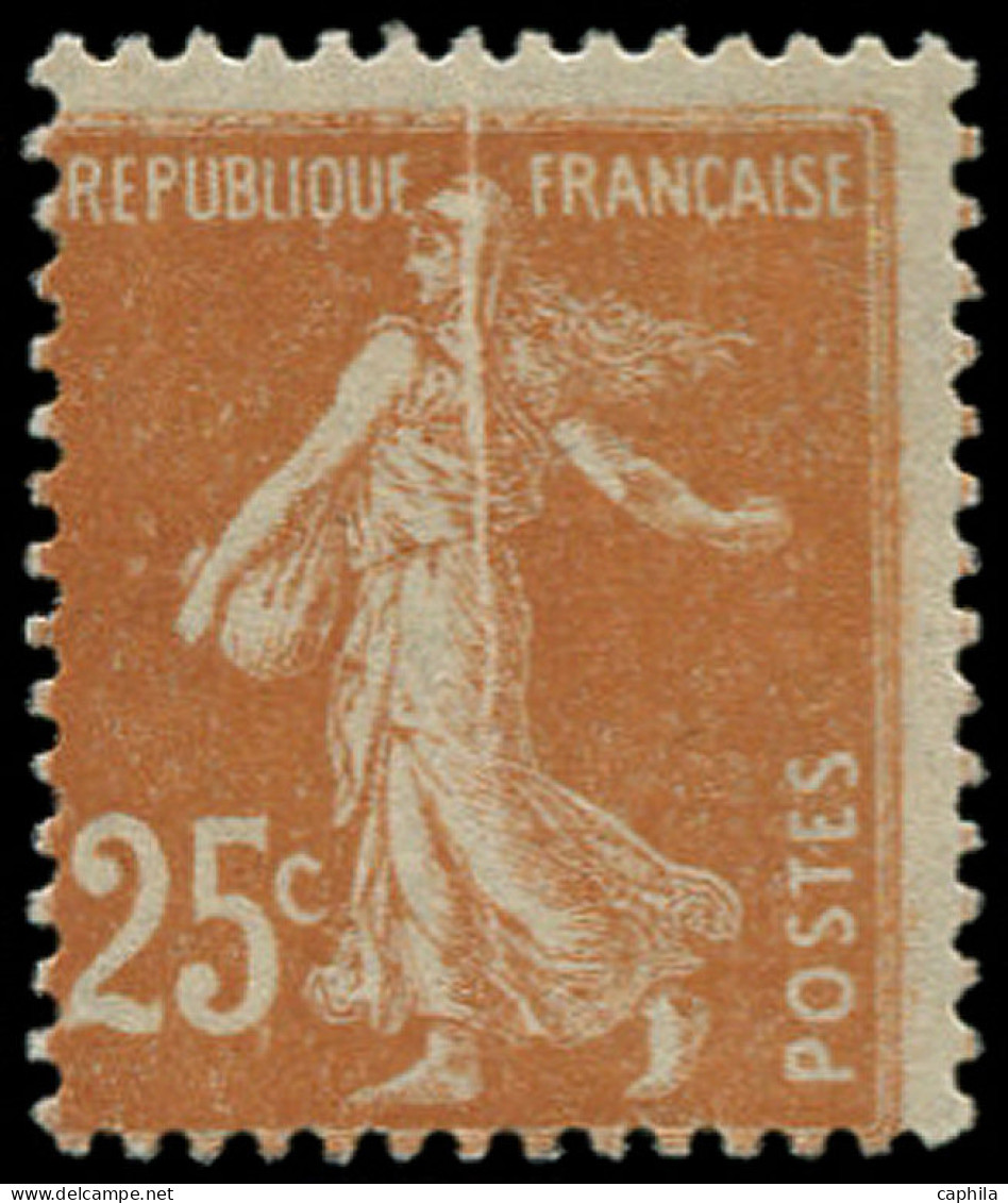 ** FRANCE - Poste - 235, Pli Accordéon: 25c. Semeuse Jaune-brun (Spink) - Unused Stamps